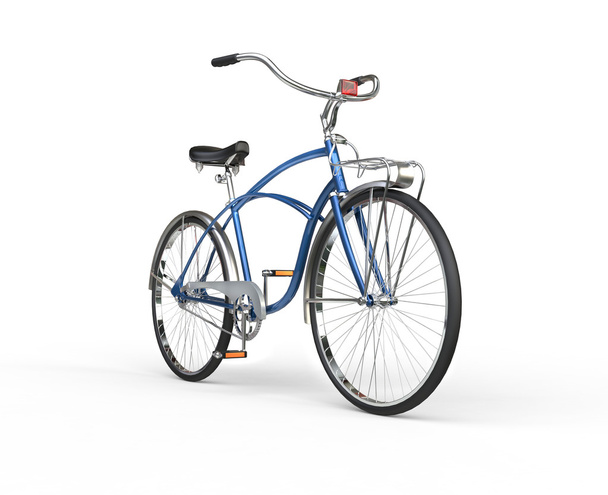 Bicicleta azul vintage restaurada
 - Foto, Imagem