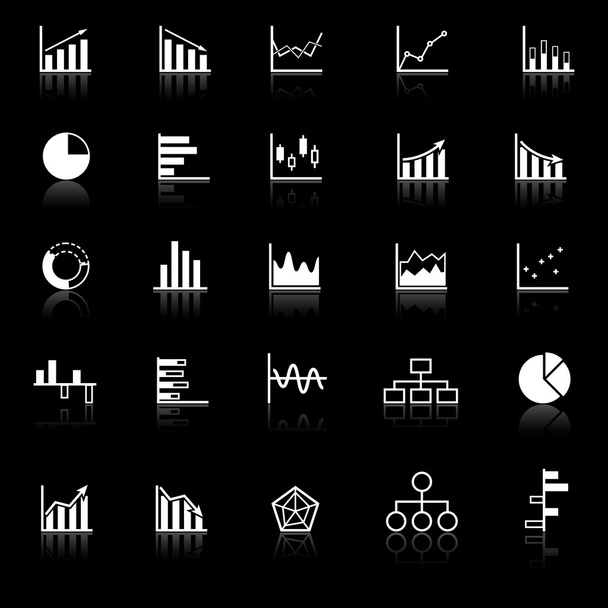 Icônes graphiques avec réflexion sur fond noir
 - Vecteur, image