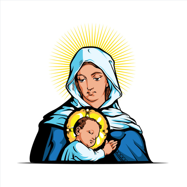 Векторні ілюстрації Матері Марії з Ісусом Христом - Вектор, зображення