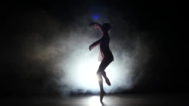 Beautiful bellet dancer dancing at studio.  silhouette. slow motion - Footage, Video