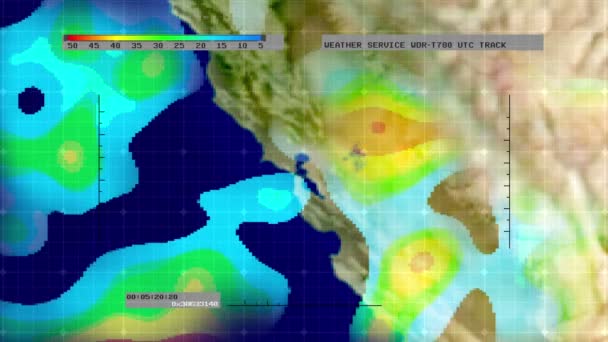 Pogoda radar Cyfrowa mapa satelitarna (N. California) - Materiał filmowy, wideo