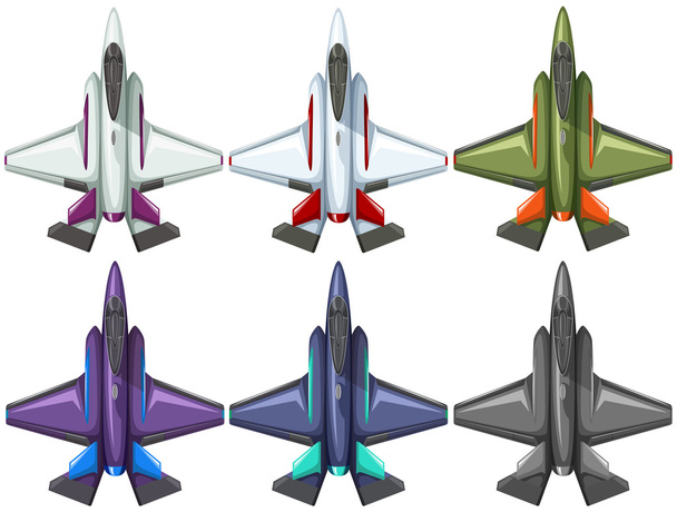 Шість різних конструкцій бойового реактивного літака
 - Вектор, зображення