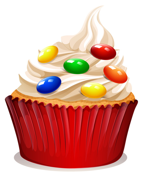 Cupcake with cream and decoration - Vector, Image