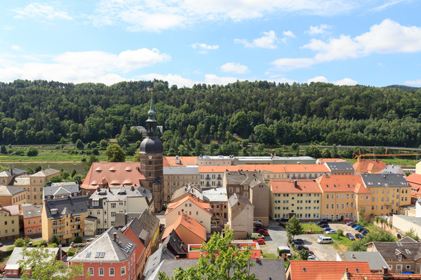Cityscape of Bad Schandau with St. John's Church in Saxon Switzerland - Photo, Image