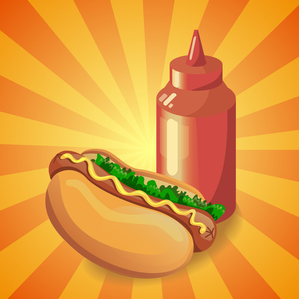 Ketchup und Hot Dog - Vektor, Bild