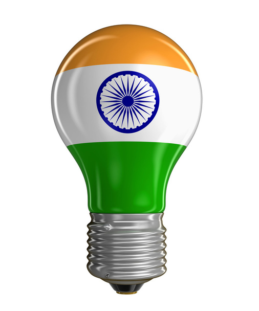 Light bulb with Indian flag (clipping path included) - Fotó, kép