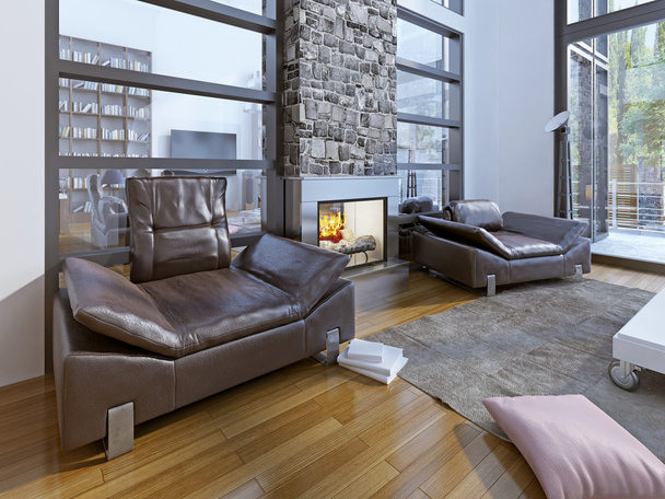 Warme zithoek in modern huis - Foto, afbeelding