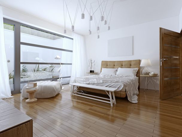 Heldere slaapkamer hedendaagse stijl - Foto, afbeelding