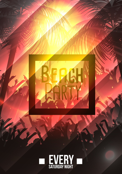 夏のビーチのパーティの告知ポスター ベクトル イラスト - ベクター画像