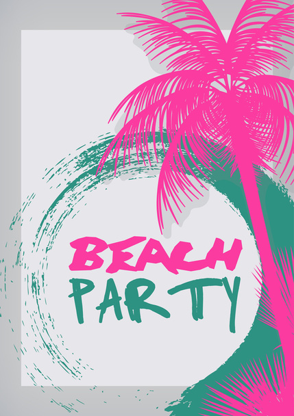 Summer Beach Party Poster - Vector Illustration - Vetor, Imagem