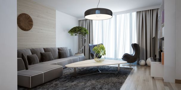 Modern Lounge parlak geniş tasarım - Fotoğraf, Görsel