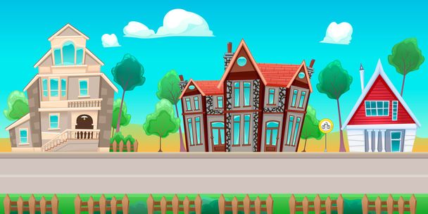 Road with houses - Vector, Image