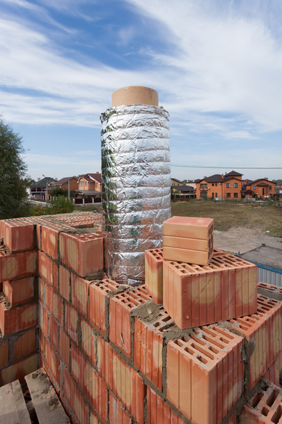 insulation of chimney with rockwool - Photo, Image