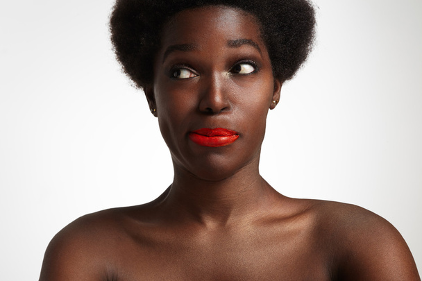 şüpheler siyah kadın - Fotoğraf, Görsel