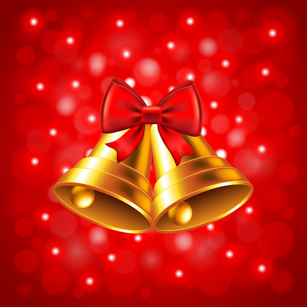 Christmas bells on red background - Wektor, obraz