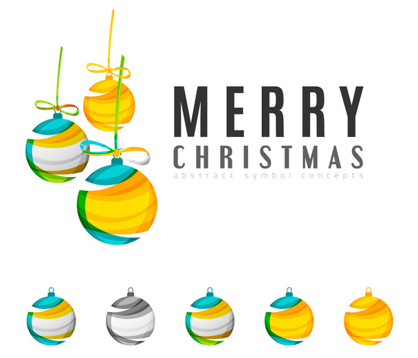 Set of abstract Christmas ball icons - Vector, Image