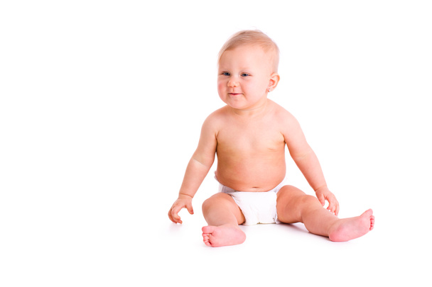 Estudio de tiro de bebé en pañal
 - Foto, Imagen