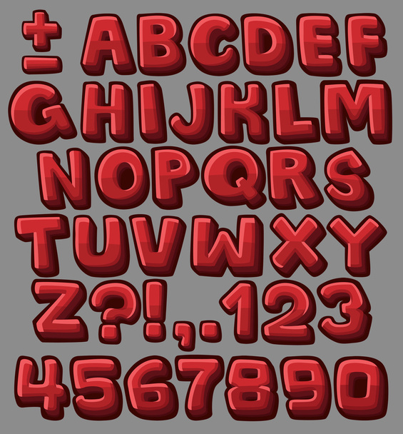 Red cartoon alphabet - Vettoriali, immagini