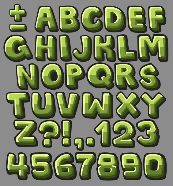 Green cartoon alphabet - Wektor, obraz