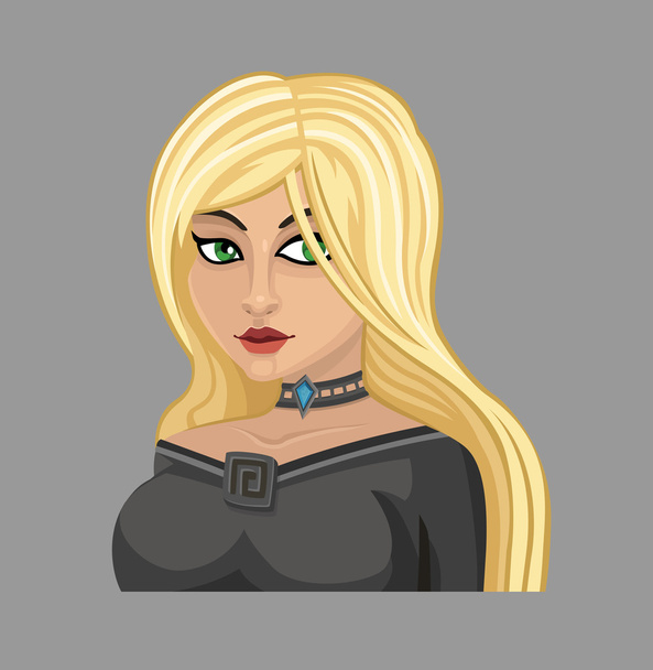 Cartoon blonde in black - Vector, Imagen