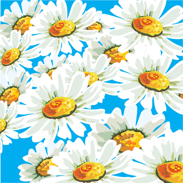 パステル カラーのカモミールの花でシームレスなパターン ベクトル. - ベクター画像
