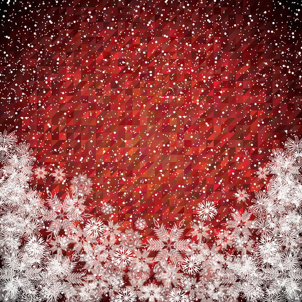 Χριστούγεννα χειμώνα νιφάδες χιονιού κόκκινο φόντο του χαρτιού καλύπτεται - Διάνυσμα, εικόνα