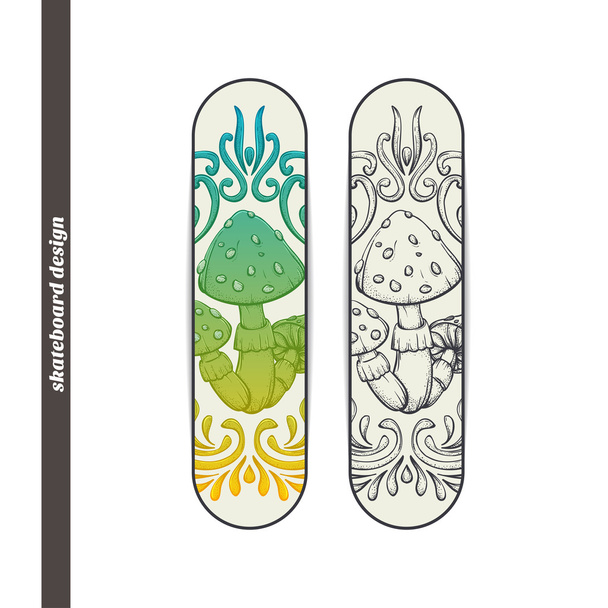 Skateboard Design Abstract Mushroom One - Wektor, obraz