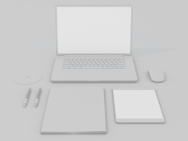 Mockup business template. Set of elements on the white table. - 写真・画像