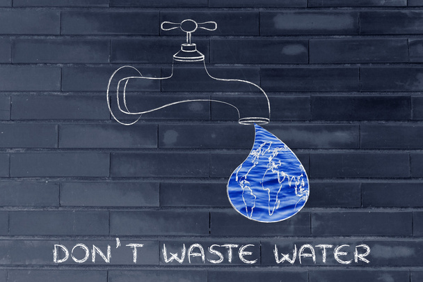 illustration about avoiding water waste - Foto, Imagen