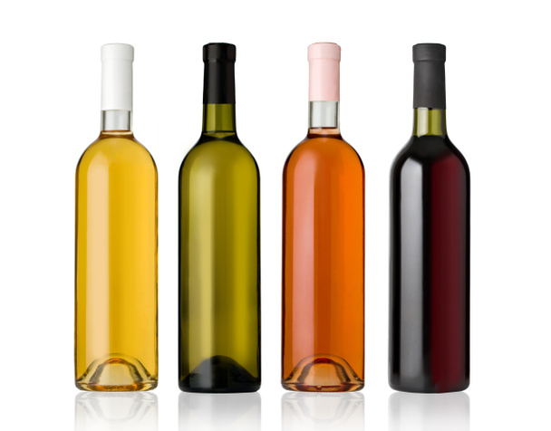 Set di bottiglie di vino bianco, rosa e rosso
. - Foto, immagini