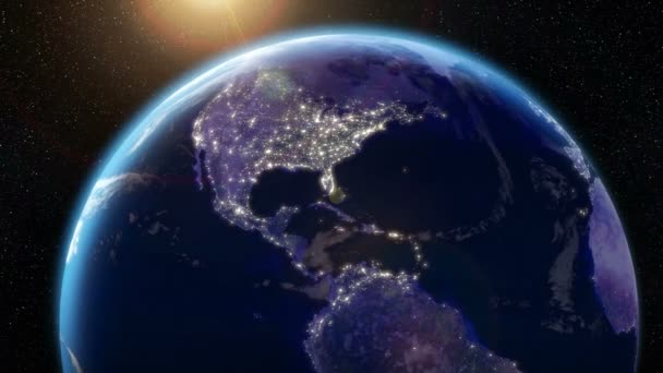 Oběžná dráha země-městská světla z vesmíru (USA) - Záběry, video