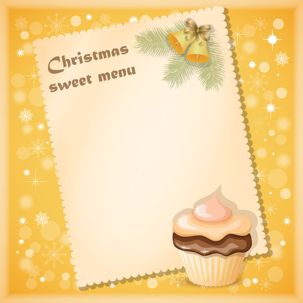 christmas banner with cupcake - Vector, Image