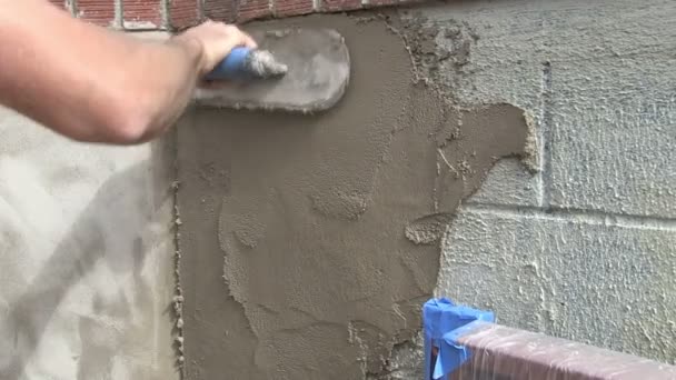 Stucco Application on Wall - Footage, Video