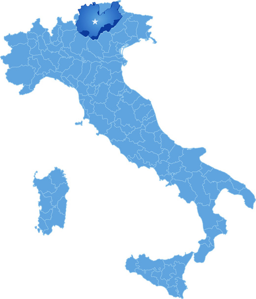 Mapa Włochy, Trento - Wektor, obraz