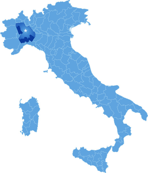 Kaart van Italië, provincie Alessandria - Vector, afbeelding