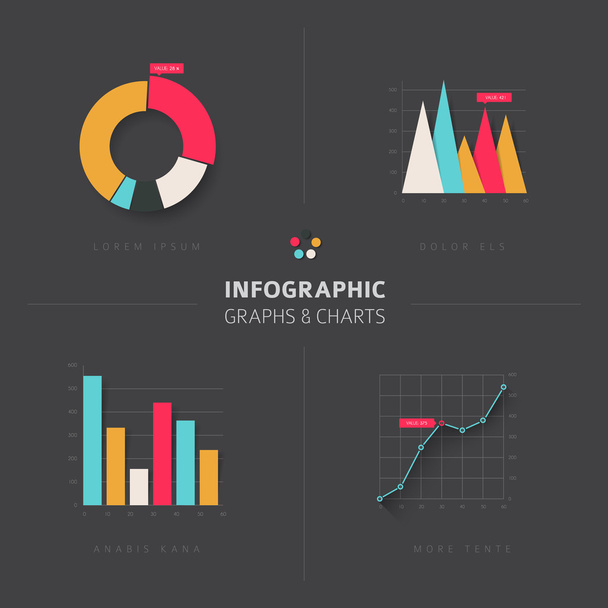 Infografik Statistiken Diagramme und Grafiken - Vektor, Bild