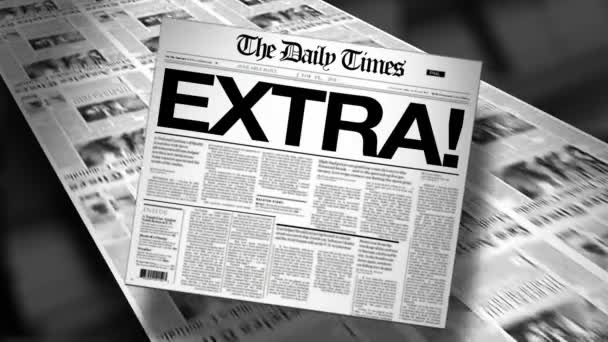 extra! Zeitungsschlagzeilen (Enthüllung und Schleife) hd Animation - Filmmaterial, Video