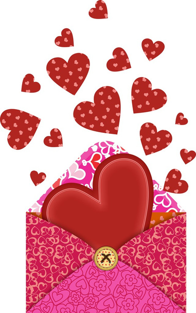 Hearts in the envelope - Vector, Image