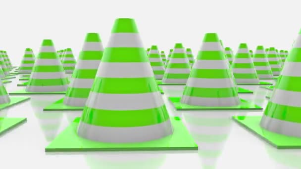 Moving traffic cones with green stripes - Footage, Video