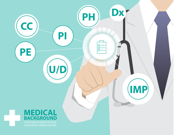 Medicine doctor  working with  virtual technology, hand touching - Vector, Image