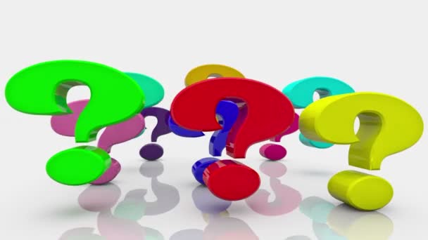 Question marks in various colors on white - Footage, Video