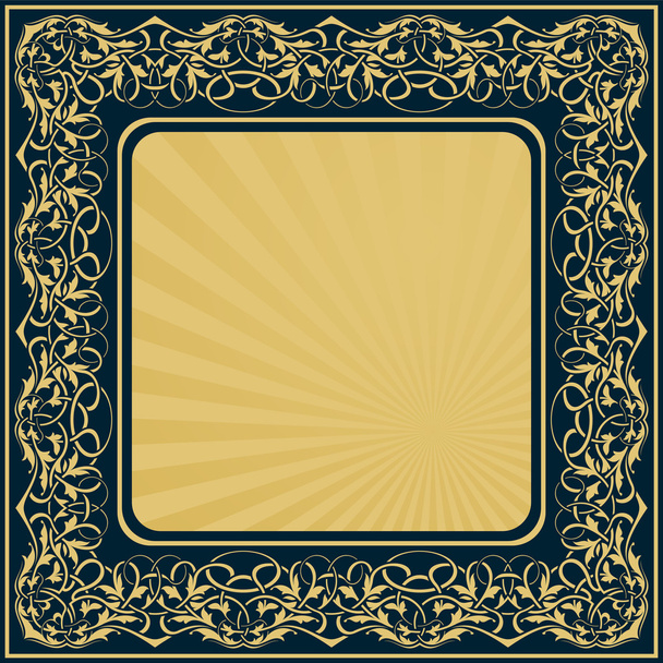 Прямокутник золота рамка з квітковою орнаментальною рамкою
 - Вектор, зображення