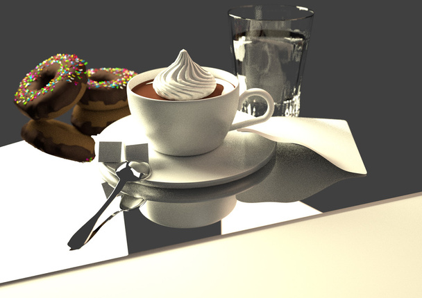 coffee, donuts and water - Photo, Image