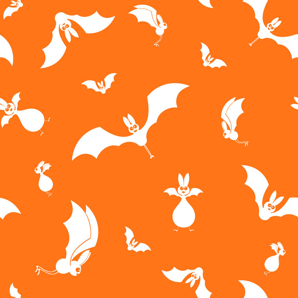 Силуэт векторных бесшовных летучих мышей на оранжевом фоне
 - Вектор,изображение