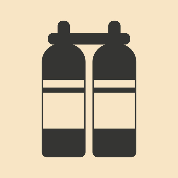 Lapos, fekete-fehér mobilalkalmazás levegő palackok - Vektor, kép