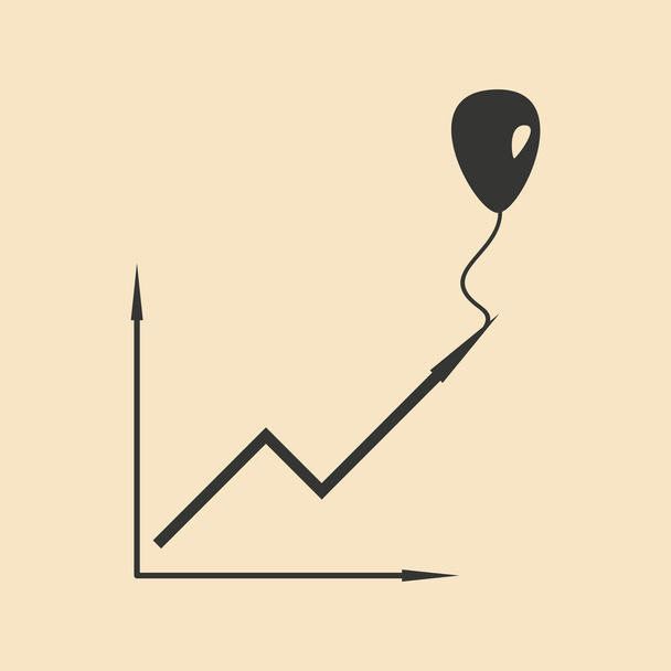 Flat in black white chart and balloon - Vector, Image