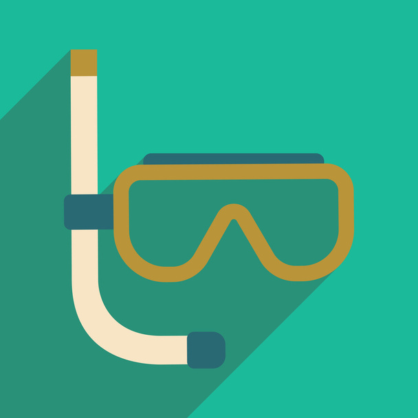 Flat with shadow icon and mobile application  diving Mask - Vector, imagen