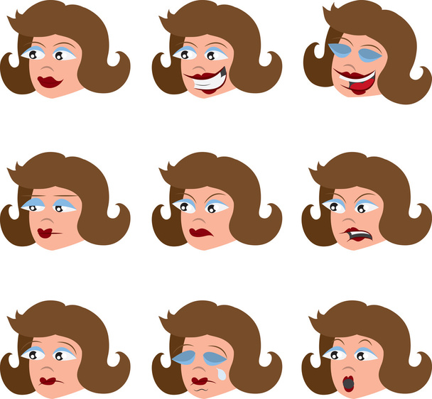 Expressions faciales de diverses femmes
 - Vecteur, image