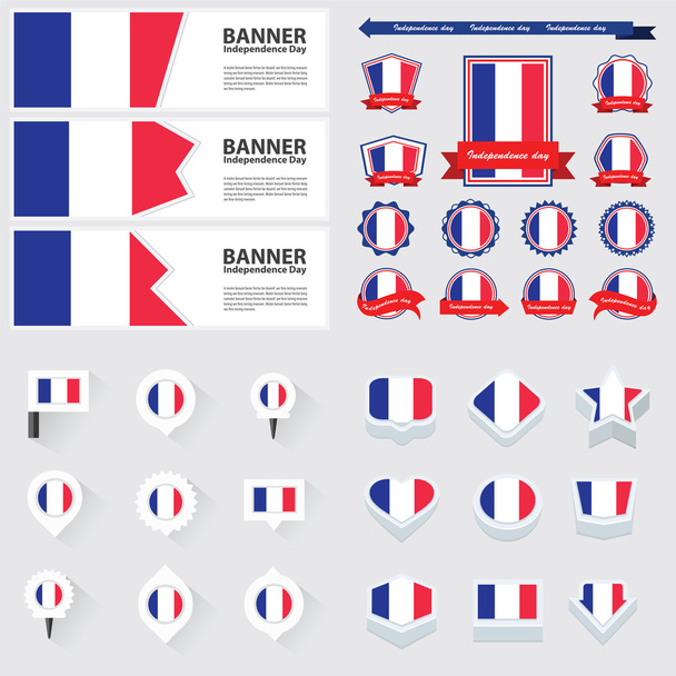 france independence day, infographic, and label Set. - Vector, Image