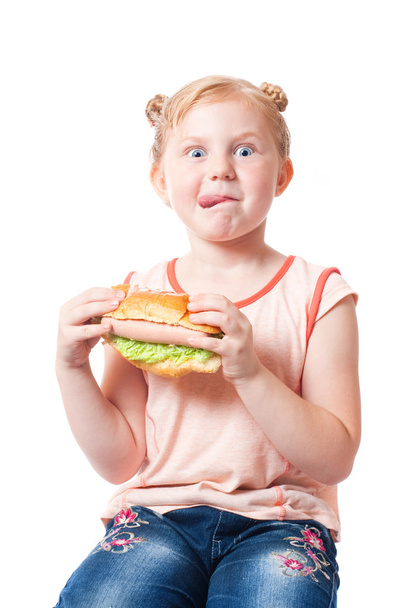 Funny girl with food - Фото, зображення